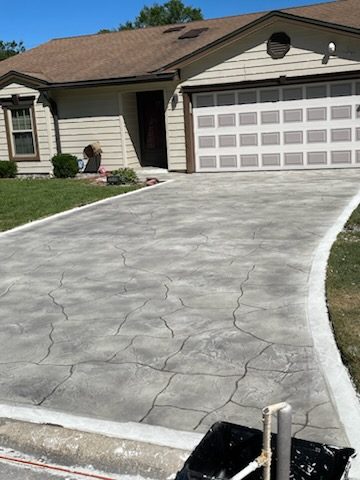 Driveway, stamped overlay
